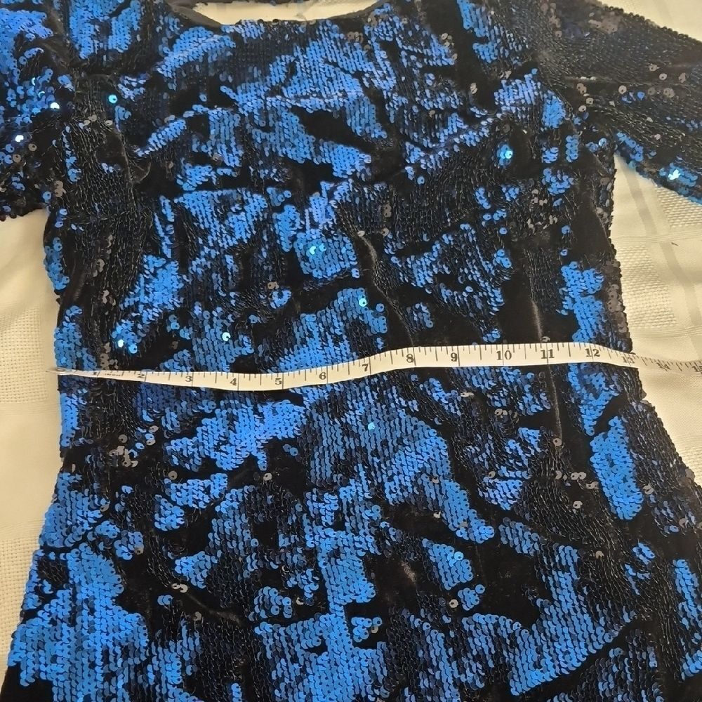 Zara Black and Blue Sequin Mini Dress - Picture 12 of 16
